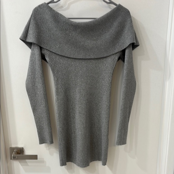 White House Black Market Gray Off-the-Shoulder Sweater - Picture 1 of 6